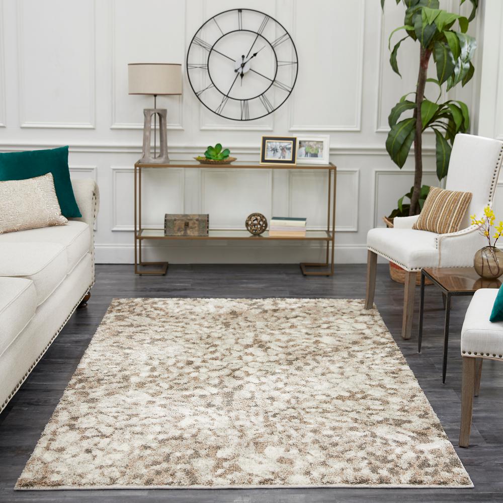 living room with modern tonal area rug